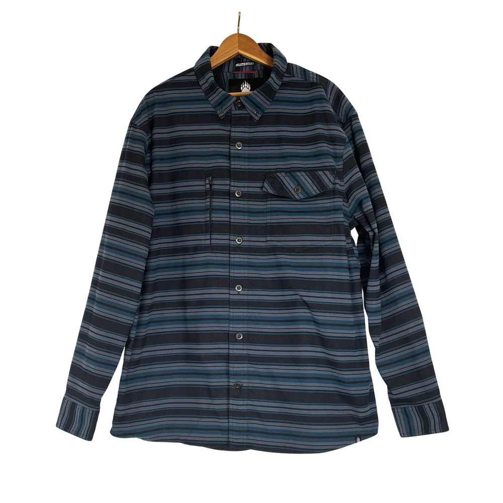 Alaskan Hardgear Duluth Trading Co Mens XL Blue Striped Untucked Flannel Shirt
